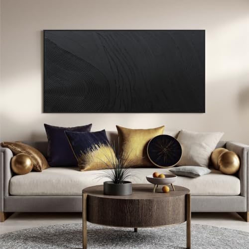 Large Black Abstract Wall Art Modern Hand