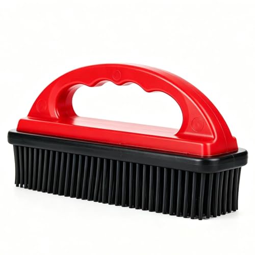 Rubber Brush Effortless Pet Hair & Lint Removal for Couches & Clothes Red