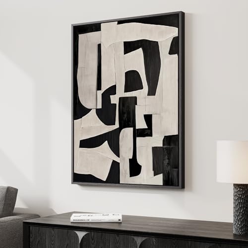 Framed Neutral Modern Black Beige Abstract Wall Art