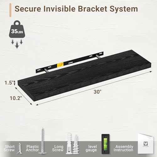 10 Inch Deep Floating Shelves 30x10” Set of 2 (2 Count)
