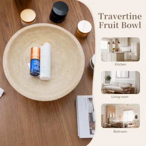 10.2" Natural Travertine Fruit Bowl