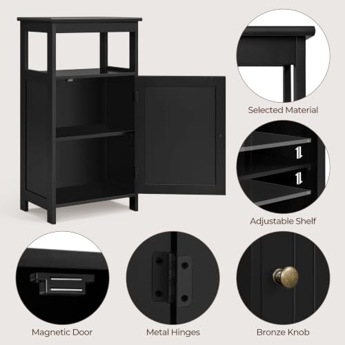 Small Bathroom Storage Cabinet with Door & Open Shelf