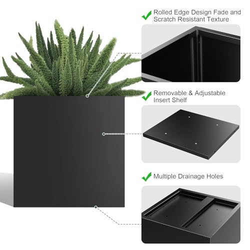 Metal Planter Box for Outdoor Plants 20" L x 20" W x 20" H