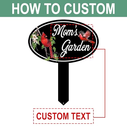 Personalized Name Garden Cardinal Metal Signs with Stake