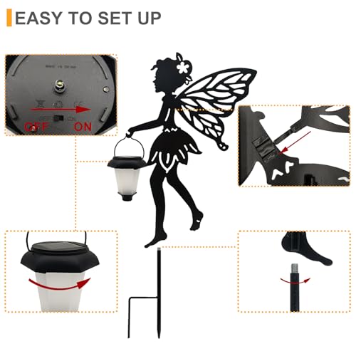 2 Pack Solar Fairy Garden Metal Stake Decorative Lantern (2 Count)