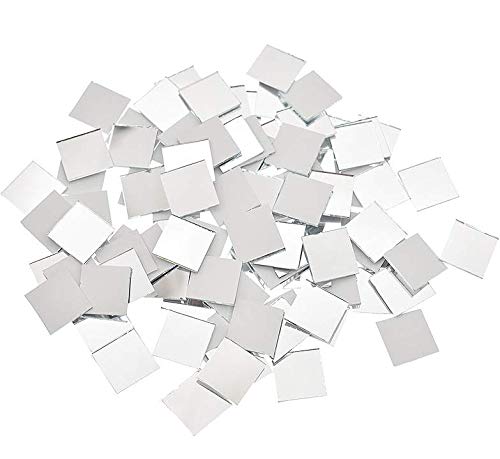 Real Glass Silver Mirrors Mosaic Tiles Sticker for Craft Square Glass Tiles Self Adhesive (7150 Count)
