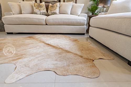 100% Genuine Exotic Beige Palomino Cowhide Rug