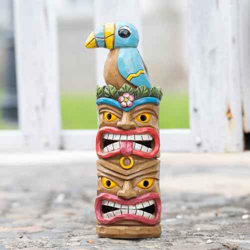 Tiki Totem Pole Solar Powered Garden Statue Decor