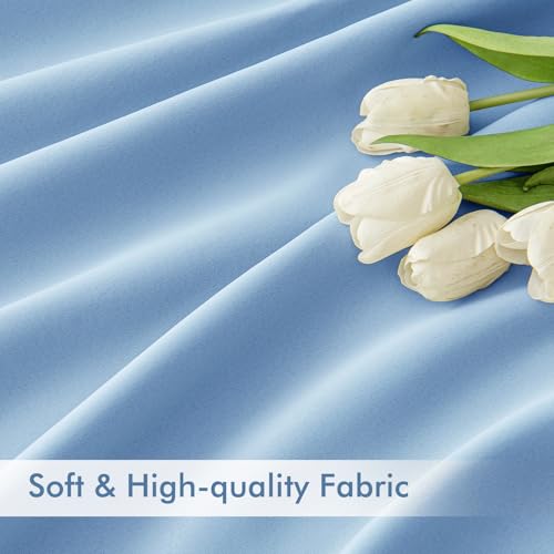 Sky Blue Back Tab Blackout Curtains 52x102 Inch Long 2 Panels Set (2 Count)