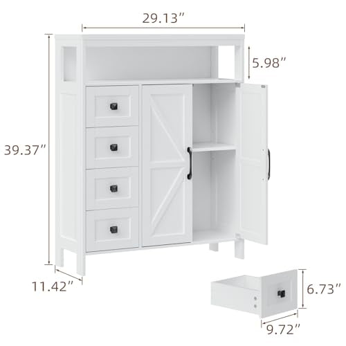 Farmhouse Storage Cabinet with 2 Doors and 4 Drawers