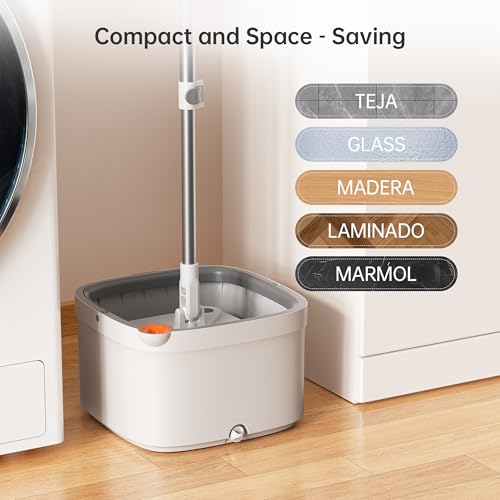 Spin Mop and Bucket Set with Self Separation Dirty and Clean Water System