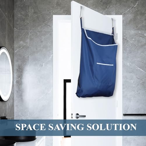 Fine Living Co. Large Hanging Laundry Hamper with Over Door Hooks & Adhesive