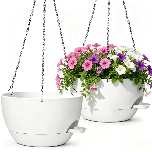 2 Pack 10 Inch Self Watering Hanging Planters for Indoor Plants (2 Count)