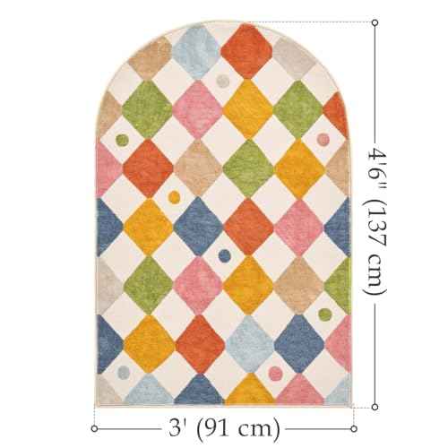 3x5 Washable Kids Rug Colorful Nursery Study Corner Arch Chair Mat (72 Sq Ft)