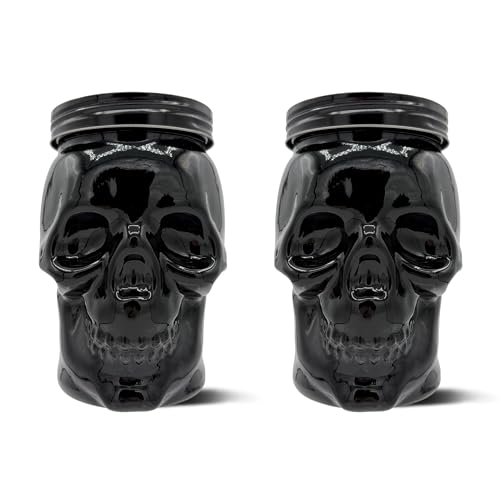 Set of 2 Skull Mason Jar Glasses with Lids (4 Count)