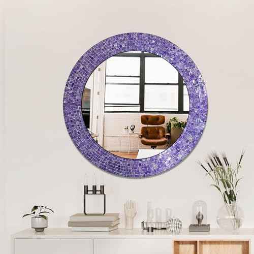24" Round Rainbow Mosaic Wall Mirror