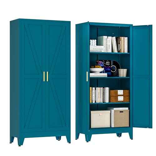 61" Tall Farmhouse Metal Pantry Cabinet