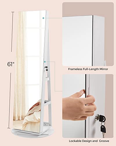6 LEDs Mirror Jewelry Cabinet Organizer