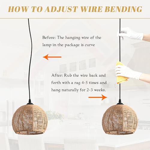 Mini Hemp Rope Woven Pendant Light Woven Light Fixture Boho Chandelier Light Fixture Wicker Pendant Light Rattan Light Pendant Dome Wicker Chandelier for Bedroom Kitchen Island