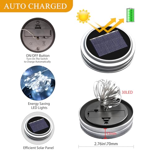 Mason Jar Solar Lights for Outside (12 Count)
