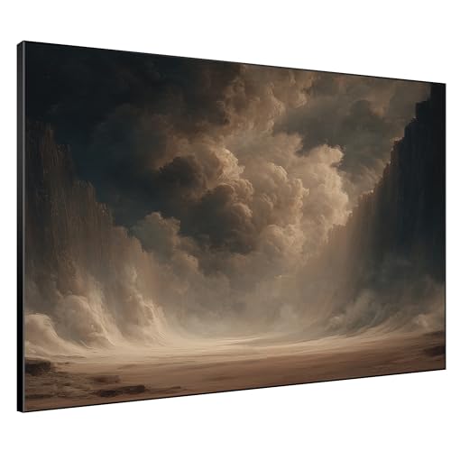 36"x46" Extra Large Framed Wall Art Dramatic Canyon Storm Cloudscape Illustration for Home Living Room Bedroom Decor