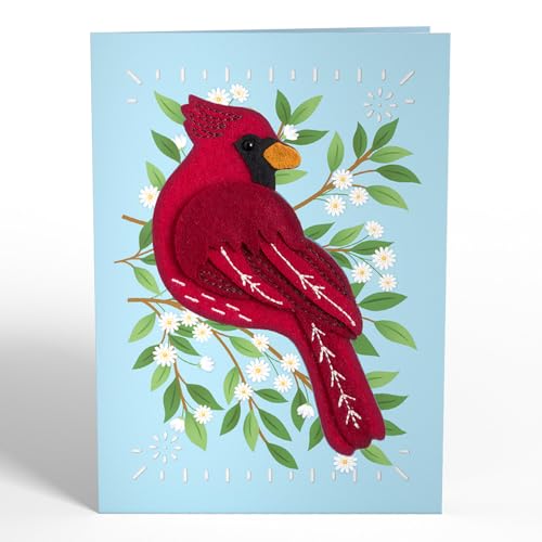 Cheerful Cardinal Felt Bird Keepsake Birthday & Everyday Card