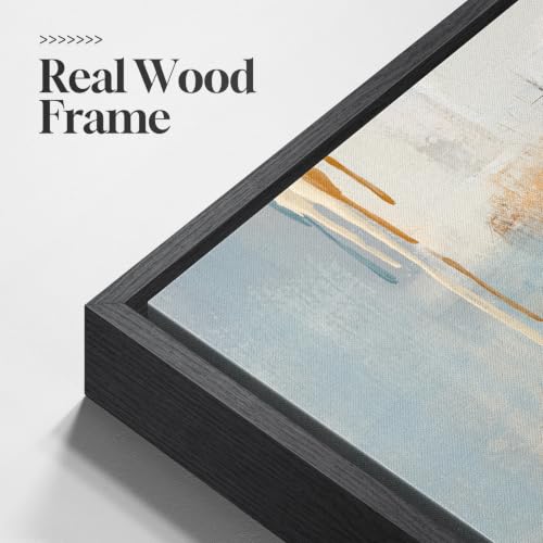 Extra Large Framed Blue Abstract Wall Art for Living Room