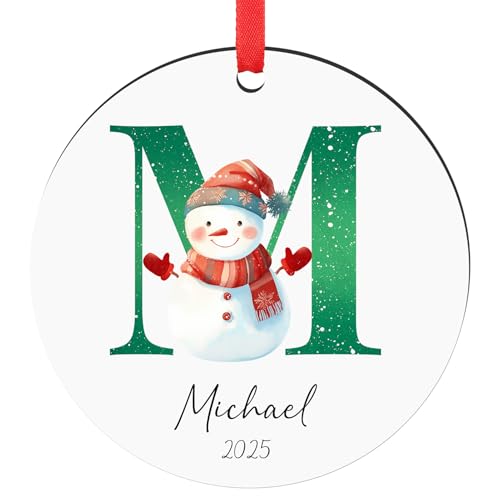 Personalized Christmas Ornaments 2025 Wood Custom Name Date Initial A