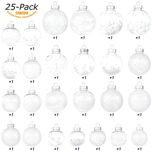 25 Pack Assorted Clear Christmas Ball Ornaments (25 Count)
