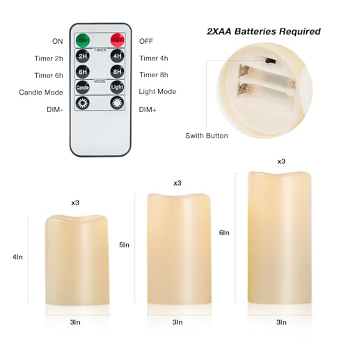 Waterproof Outdoor Flameless Candles with Timer (9 Count)