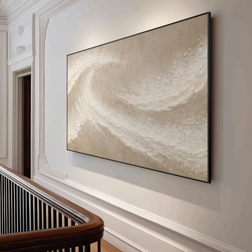 46"x72" Extra Large Framed Wall Art Soft Sand Wave Abstract Neutral Illustration for Home Living Room Bedroom Decor