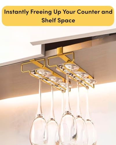 Gold Under Cabinet Wine Glass Holder (2 Count)