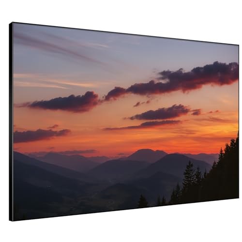 46"x60" Extra Large Framed Wall Art Scenic Sunset Over Mountain Range with Glowing Sky for Home Living Room Bedroom Decor
