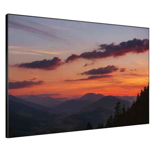 36"x46" Extra Large Framed Wall Art Scenic Sunset Over Mountain Range with Glowing Sky for Home Living Room Bedroom Decor