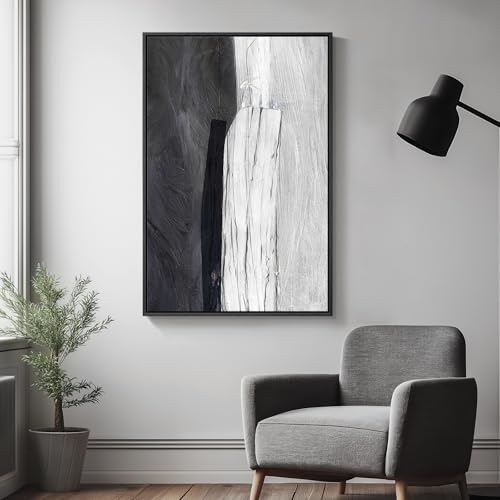 Framed Black and White Modern Abstract Wall Art