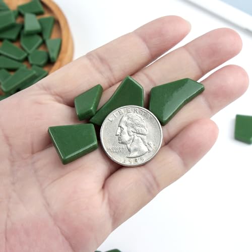 200g Green Glass Mosaic Tiles (7.05 Ounce)