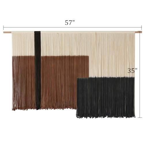 Macrame Wall Hanging Large Dip Dyed Brown Boho Fiber Art Decor 57"W*35"L
