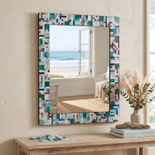 30" x 24" Green Mosaic Wall Mirror