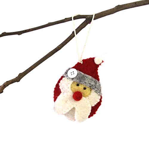 GLG60037-01 - Wool Felt Santa Christmas Ornament - Handmade in Nepal