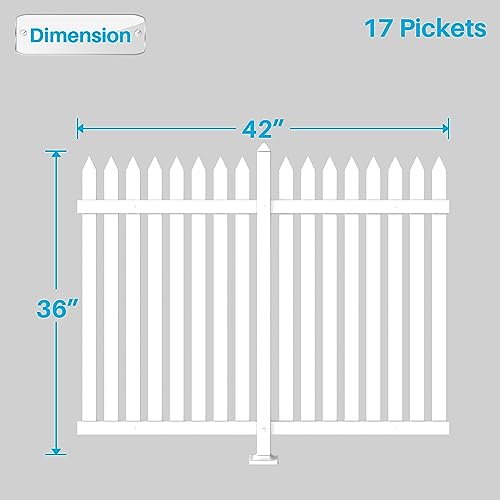 8 Sets Vinyl Picket Fence Panels 36" H x 84" W White PVC Decorative Fence for Front Yard Porch Patio Deck Pool Air Conditioner Fence Safety Dog Fence