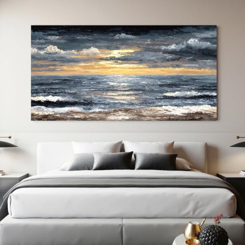 Canvas Oversized Wall Art Decor Modern Wall Art Pictures for Living Room Abstract Coastal Wall Art Prints Large Landscape Wall Art Decorations Abstract Canvas Art Wall Decor Home Office Decor 29"X58"