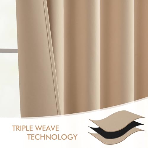 Beige Back Tab Blackout Curtains 52x54 Inch Length 2 Panels Set (2 Count)