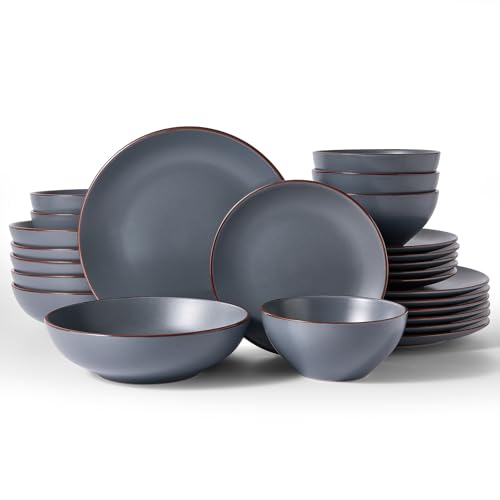 Venus Stoneware Dinnerware Sets with Pasta Bowls (24 Count)