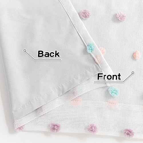 100% Blackout Curtains for Living Room 102 Inch White Curtains Extra Long Total Light Block Girls Room Drapes Thermal Insulated Room Darkening Rainbow Pom Pom Sheer Grommet 2 Pieces 50 Wide (2 Count)