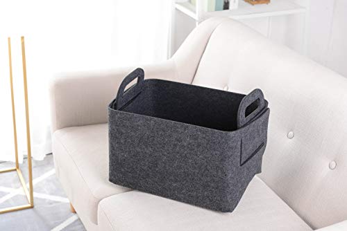 Storage Basket Felt Storage Bin Collapsible& Convenient Box Organizer with Carry Handles for Office Bedroom Closet Babies Nursery Toys Laundry