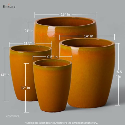 Emissary Bullet 9.5 in. Bright Orange Ceramic Round Planter