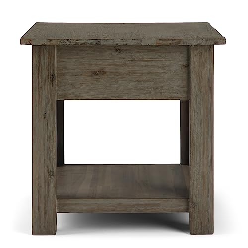 Monroe 22" Wide Solid Wood Rectangular End Table in Grey