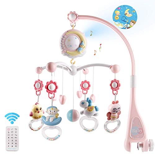 Baby Crib Mobile with 150 Melodies & Projector Pink