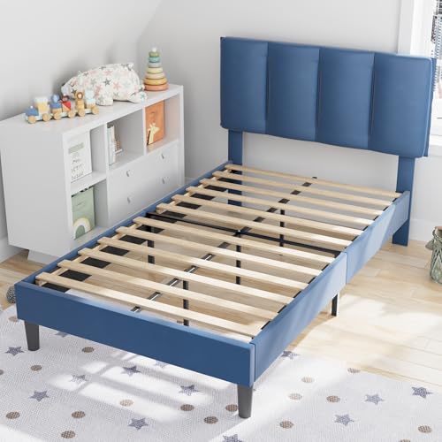 Twin Size Bed Frame with Upholstered Headboard