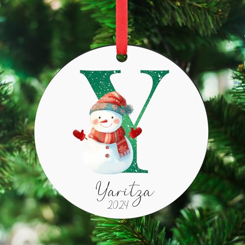 Personalized Christmas Ornaments 2025 Wood Custom Name Date Initial A